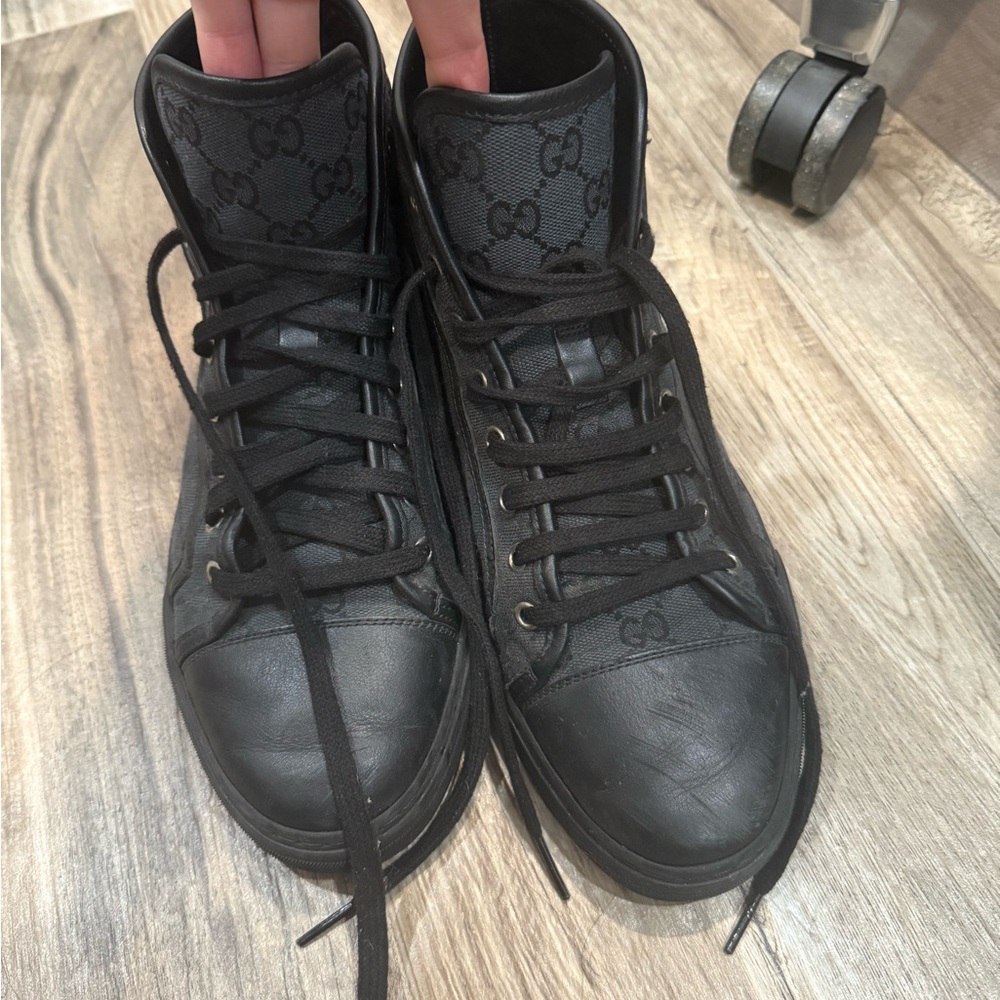 Gucci Black High-Top Sneakers with GG Monogram - Picture 5 of 8